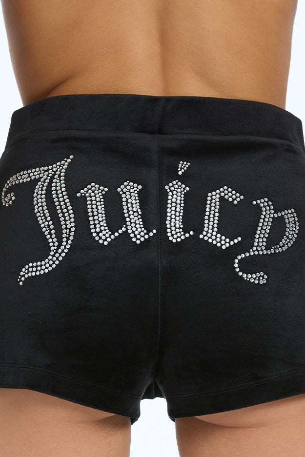 Juicy Couture Big Bling Velour Booty Σορτσ γυναικεια Liquorice | NXZB-07531