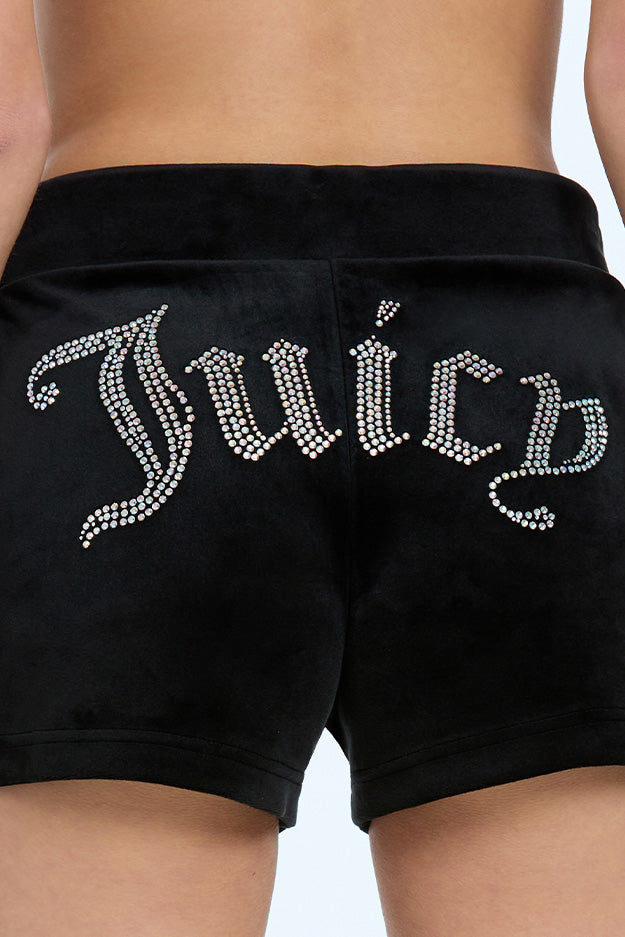 Juicy Couture Big Bling Velour Σορτσ γυναικεια Liquorice | FEGD-40761