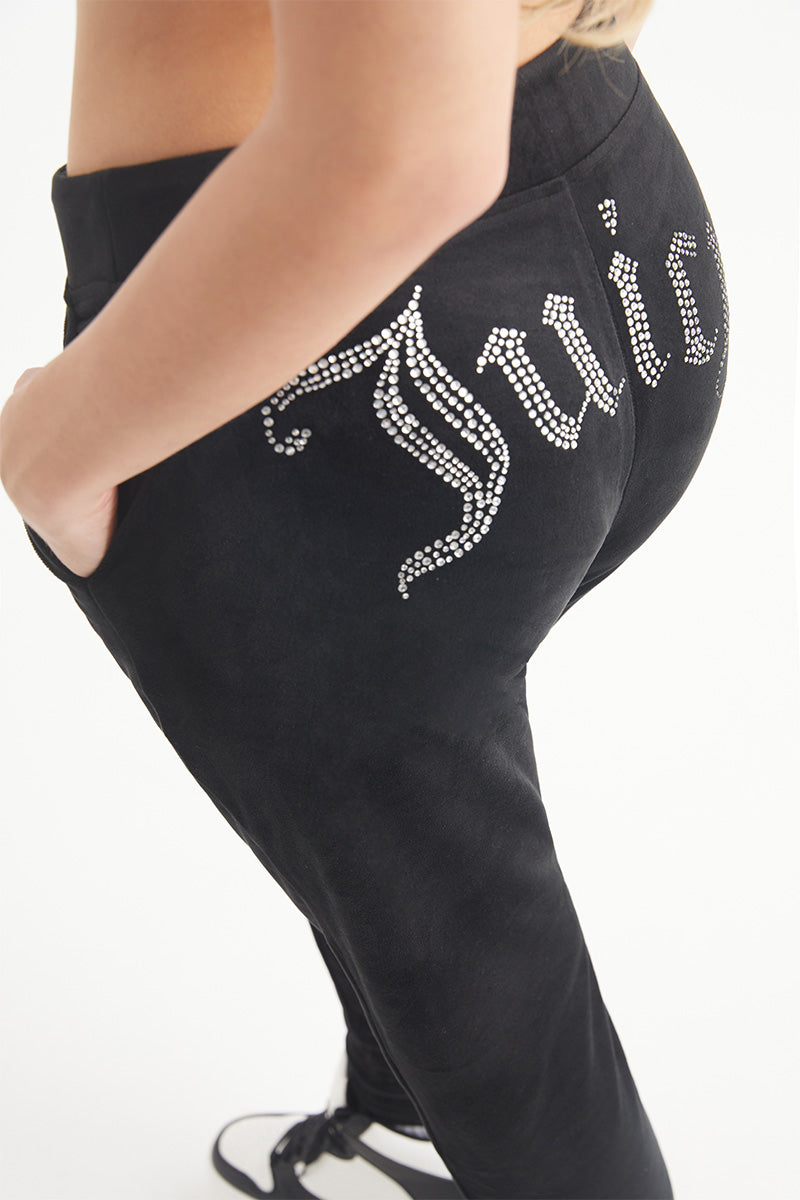 Juicy Couture Big Bling Velour παντελονι jogger γυναικεια Liquorice | LRTF-50647