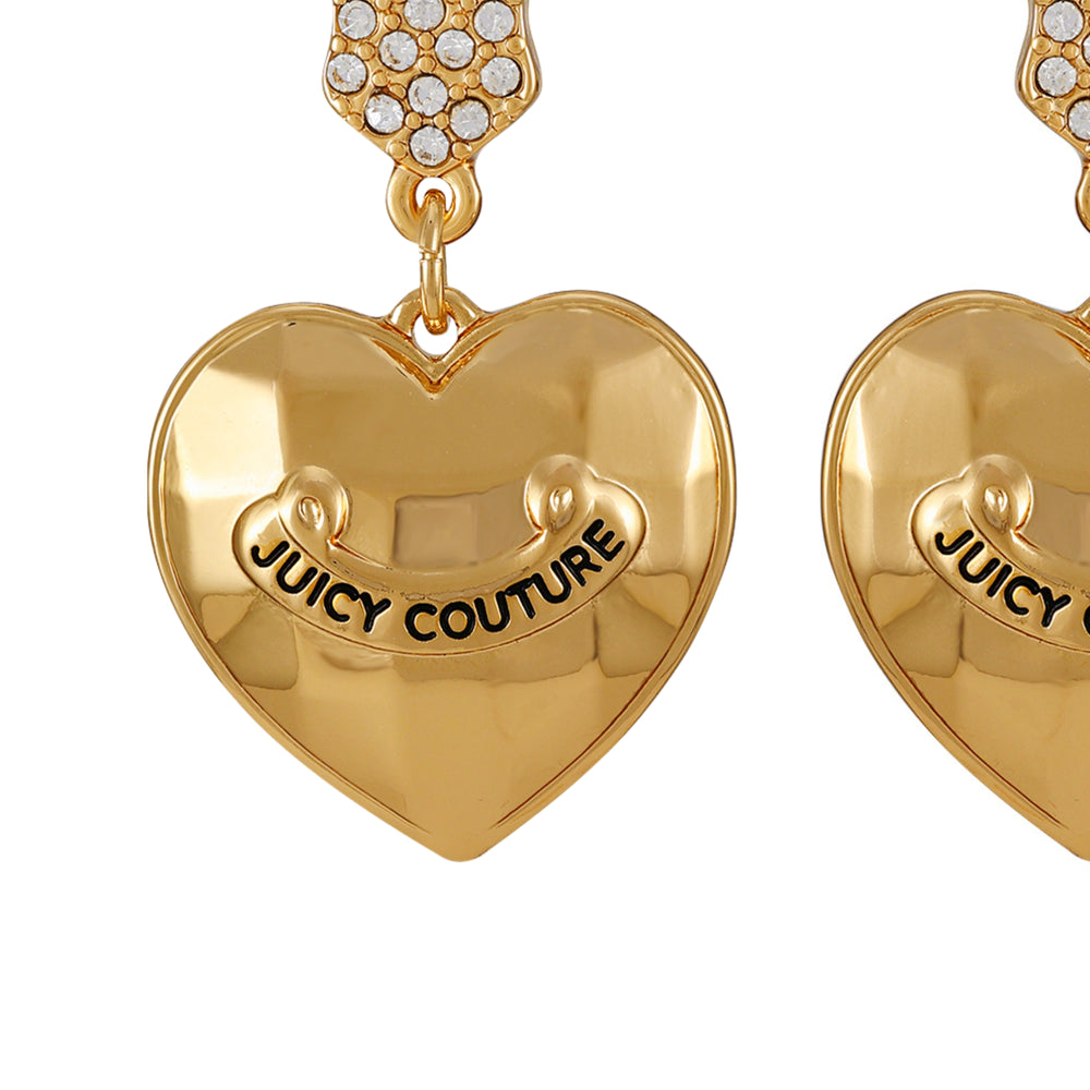 Juicy Couture Bling Heart Drop Hoop Σκουλαρικια γυναικεια χρυσο χρωμα | STLP-24597