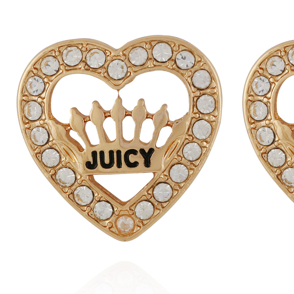 Juicy Couture Crown Heart Stud Σκουλαρικια γυναικεια χρυσο χρωμα | OPYL-71583