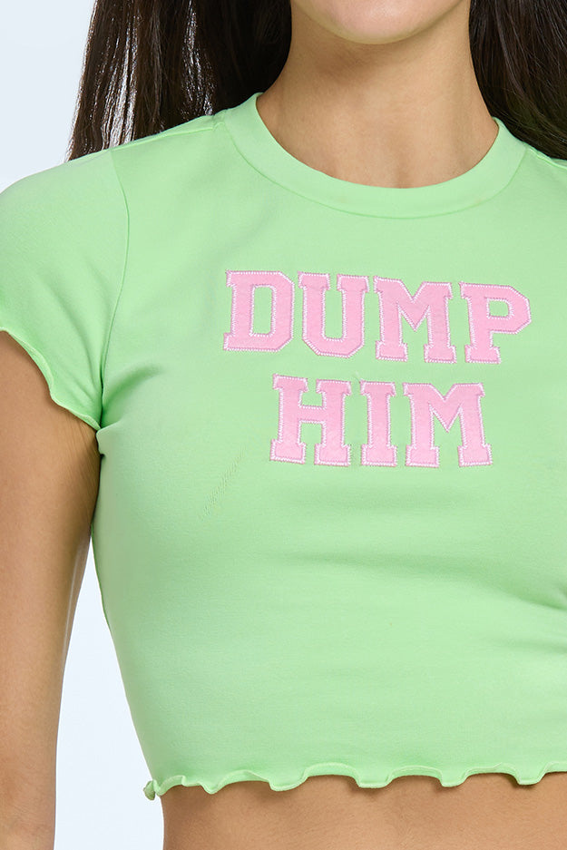 Juicy Couture Dump Him Baby Tee Αριστος γυναικεια Sour Apple | PGYR-81043