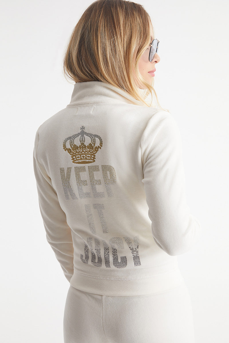 Juicy Couture Keep It Juicy βαμβακερα Velour Mockneck Μπουφαν γυναικεια Angel | KJAR-89172