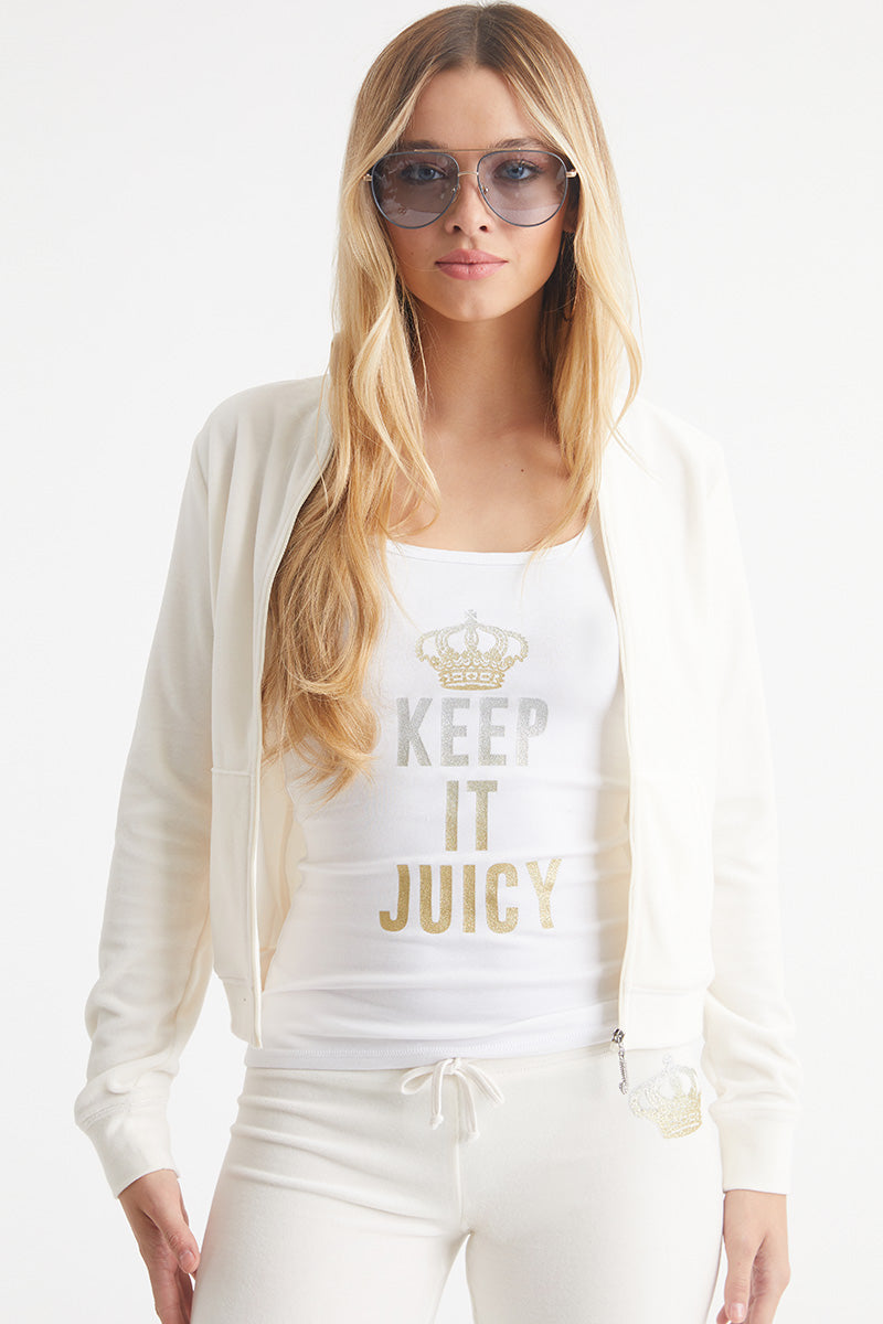 Juicy Couture Keep It Juicy βαμβακερα Velour Mockneck Μπουφαν γυναικεια Angel | KJAR-89172