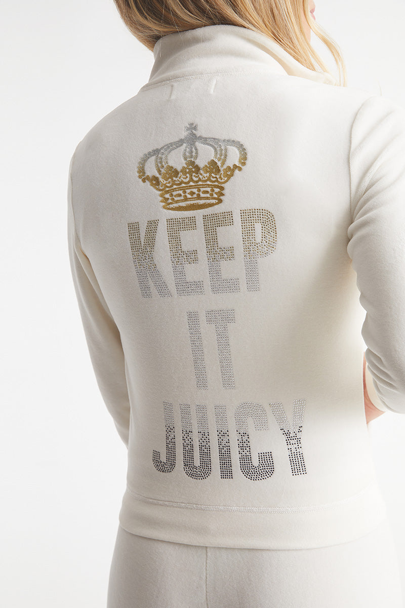 Juicy Couture Keep It Juicy βαμβακερα Velour Mockneck Μπουφαν γυναικεια Angel | KJAR-89172