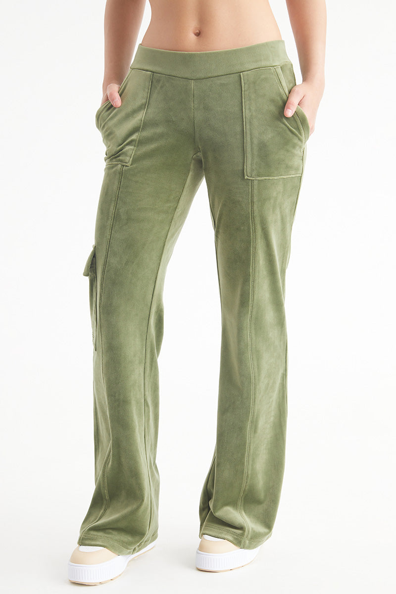 Juicy Couture Low Rise Snap Pocket Velour Παντελόνι Cargo γυναικεια Super Greens | JYFV-41306