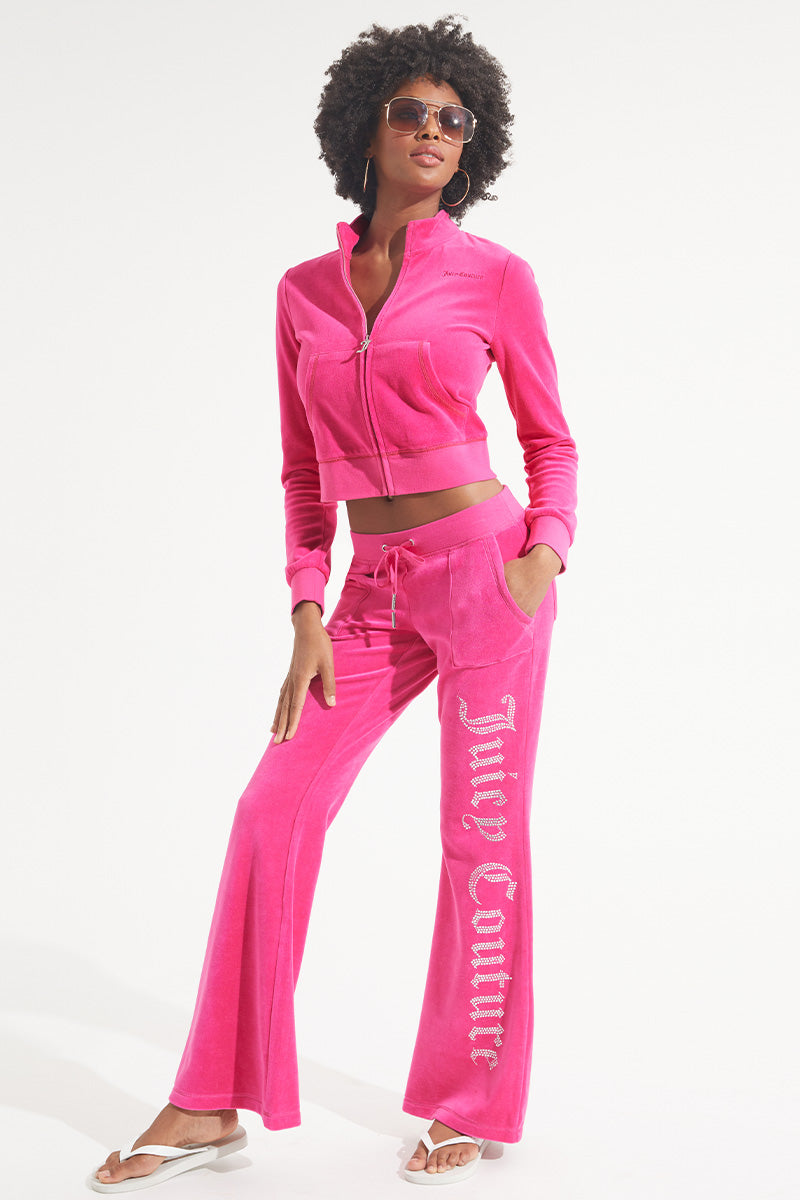 Juicy Couture Mockneck βαμβακερα Velour αθλητικα μπουφαν γυναικεια Pucker Up | WACL-14687