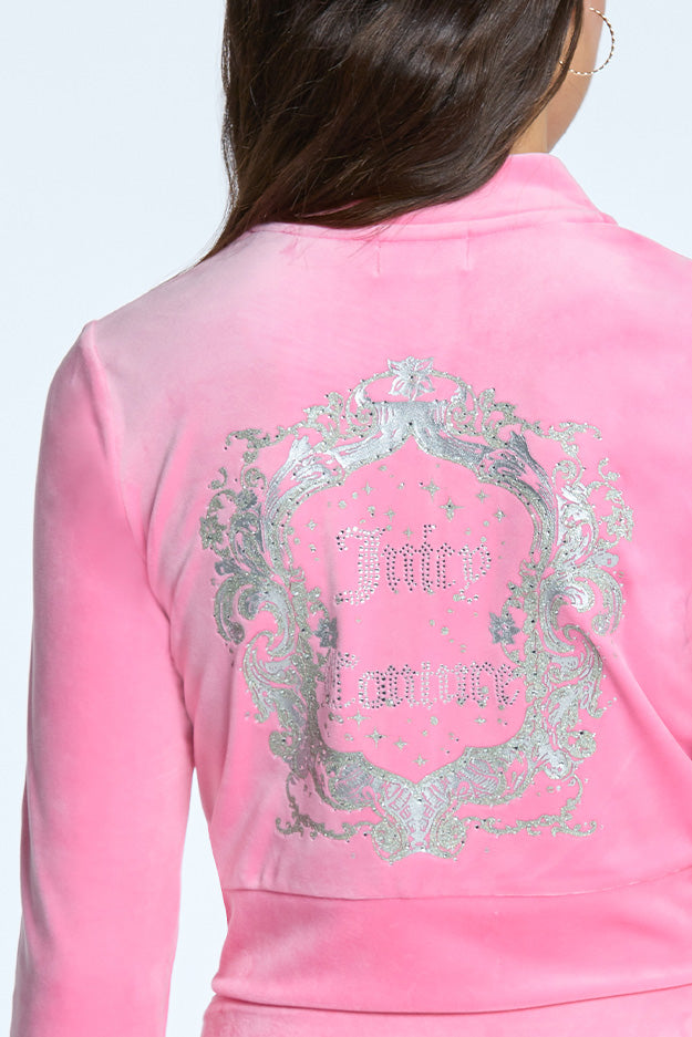 Juicy Couture Monogram Cropped Velour Bomber Μπουφαν γυναικεια Hot Hot | CHIE-27168