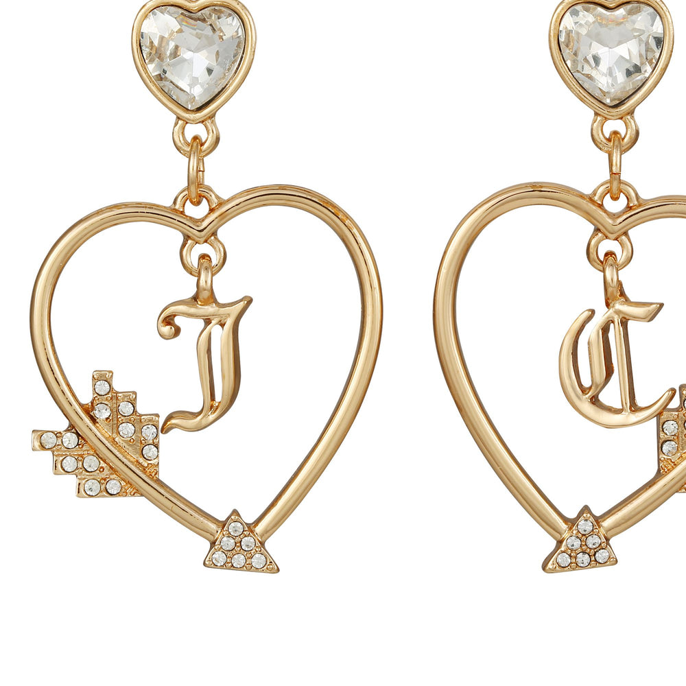 Juicy Couture Monogram Heart Drop Hoop Σκουλαρικια γυναικεια χρυσο χρωμα | UEDT-95072