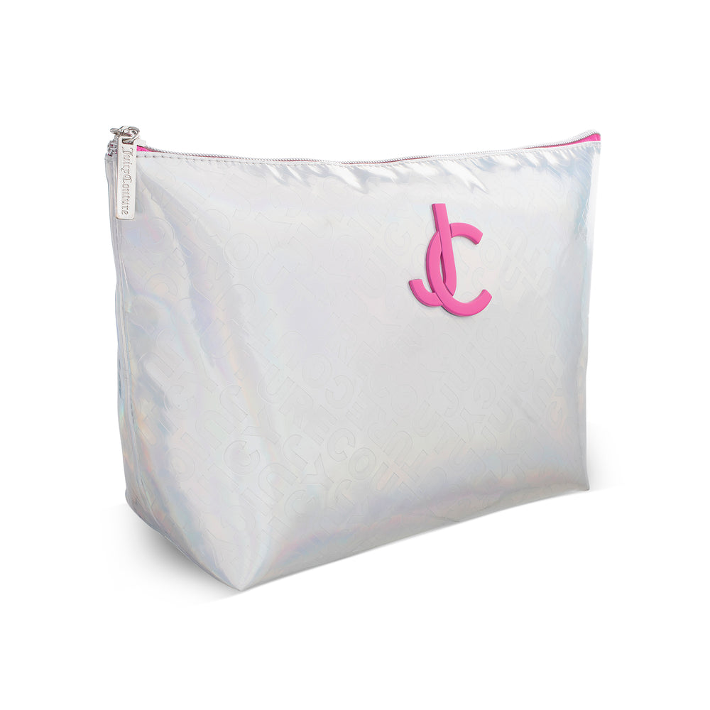 Juicy Couture Monogram Makeup Pouch τσαντα γυναικεια μεταλλικός ασημι | EZKA-64581