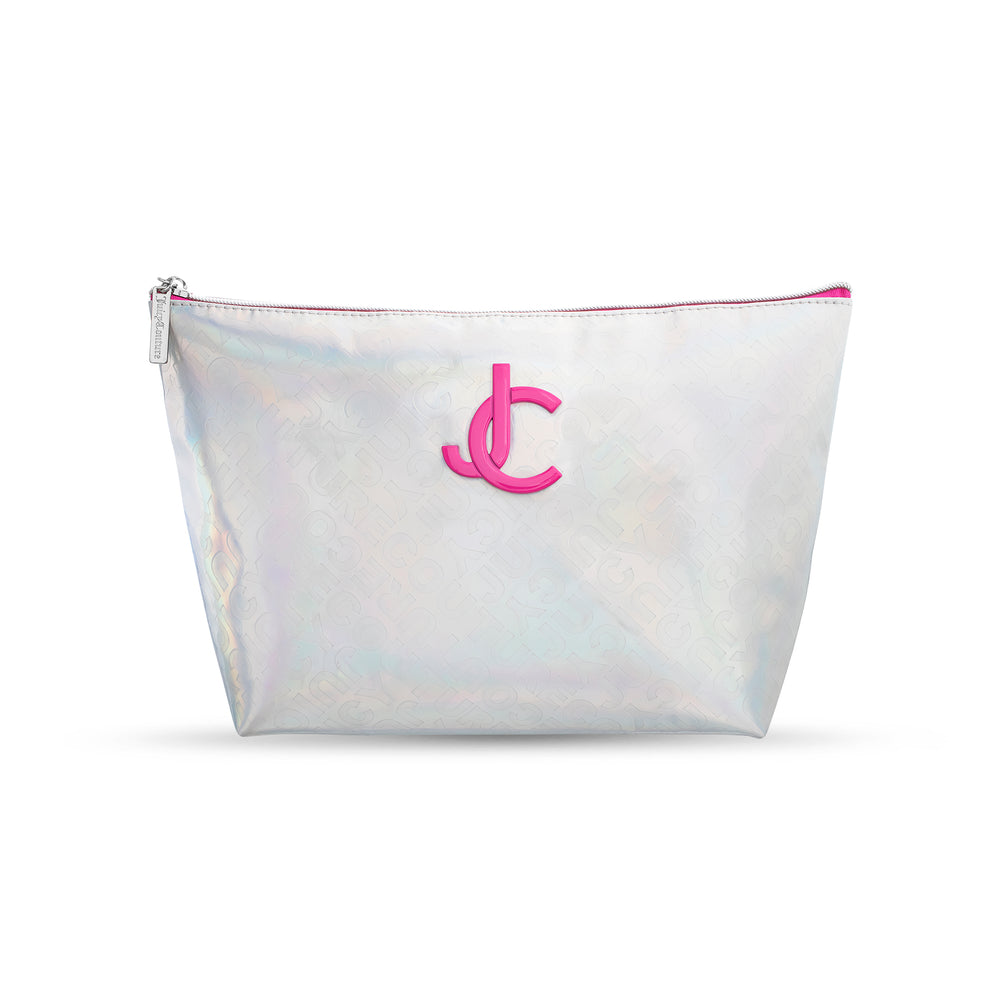 Juicy Couture Monogram Makeup Pouch τσαντα γυναικεια μεταλλικός ασημι | EZKA-64581