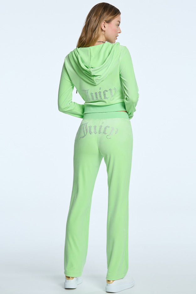 Juicy Couture OG Big Bling Velour Φουτερ με Κουκουλα γυναικεια Sour Apple | MOFH-28493