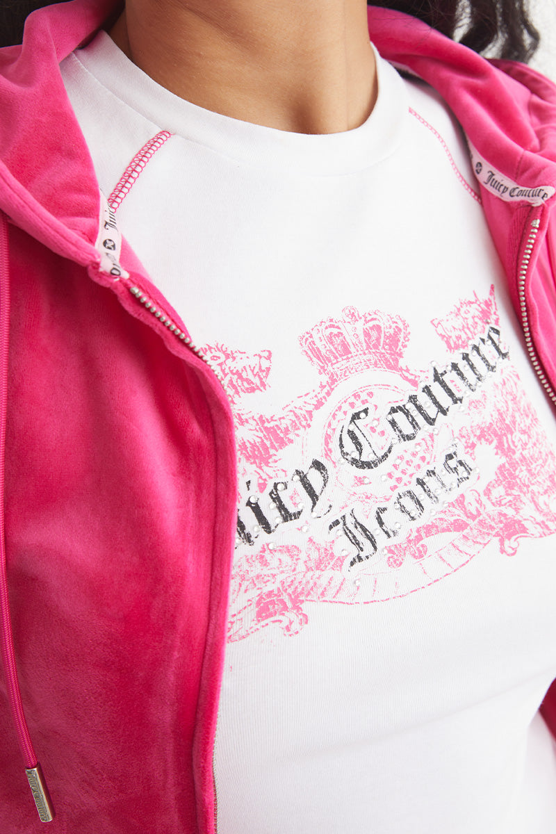 Juicy Couture OG Big Bling Velour Φουτερ με Κουκουλα γυναικεια Free Love | SQZP-71064