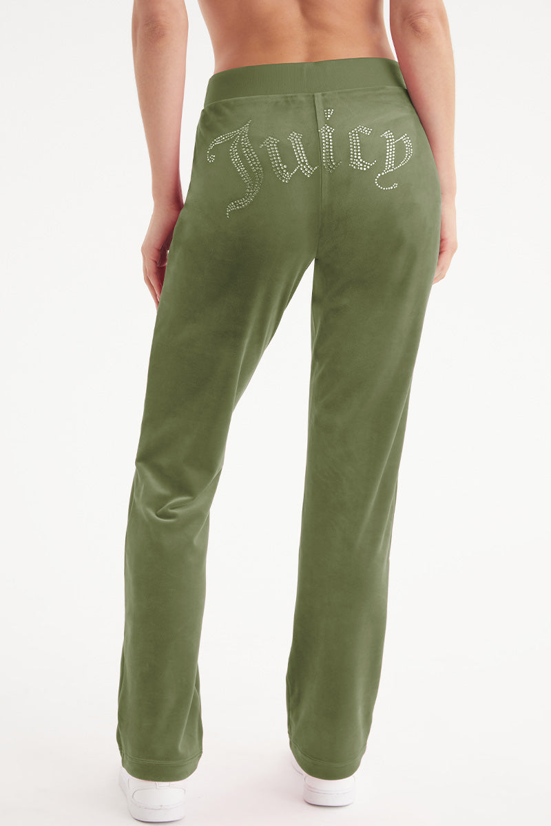 Juicy Couture OG Big Bling Velour παντελονι φορμας γυναικεια Super Greens | HCUD-01734