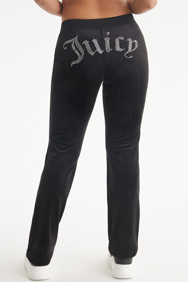 Juicy Couture OG Big Bling Velour παντελονι φορμας γυναικεια Liquorice | PFDM-53079