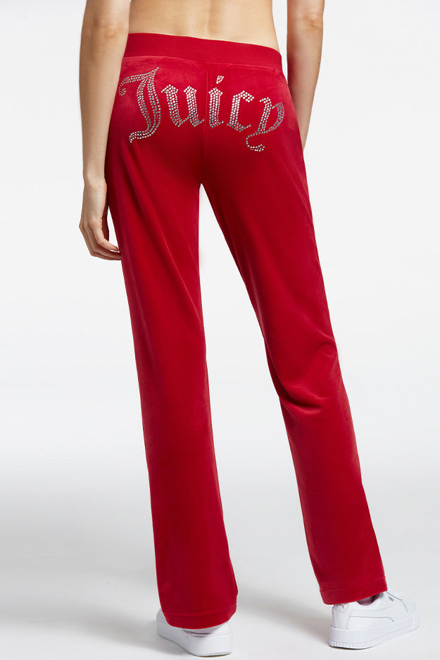 Juicy Couture OG Big Bling Velour παντελονι φορμας γυναικεια κοκκινα | VTWN-78413