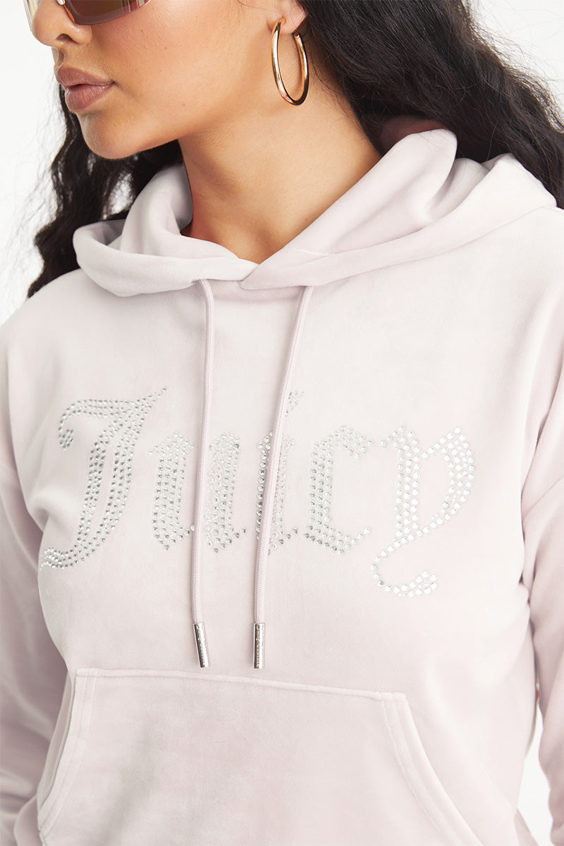 Juicy Couture Oversized Big Bling Velour Φουτερ με Κουκουλα γυναικεια Soft Glow | TMWI-31047