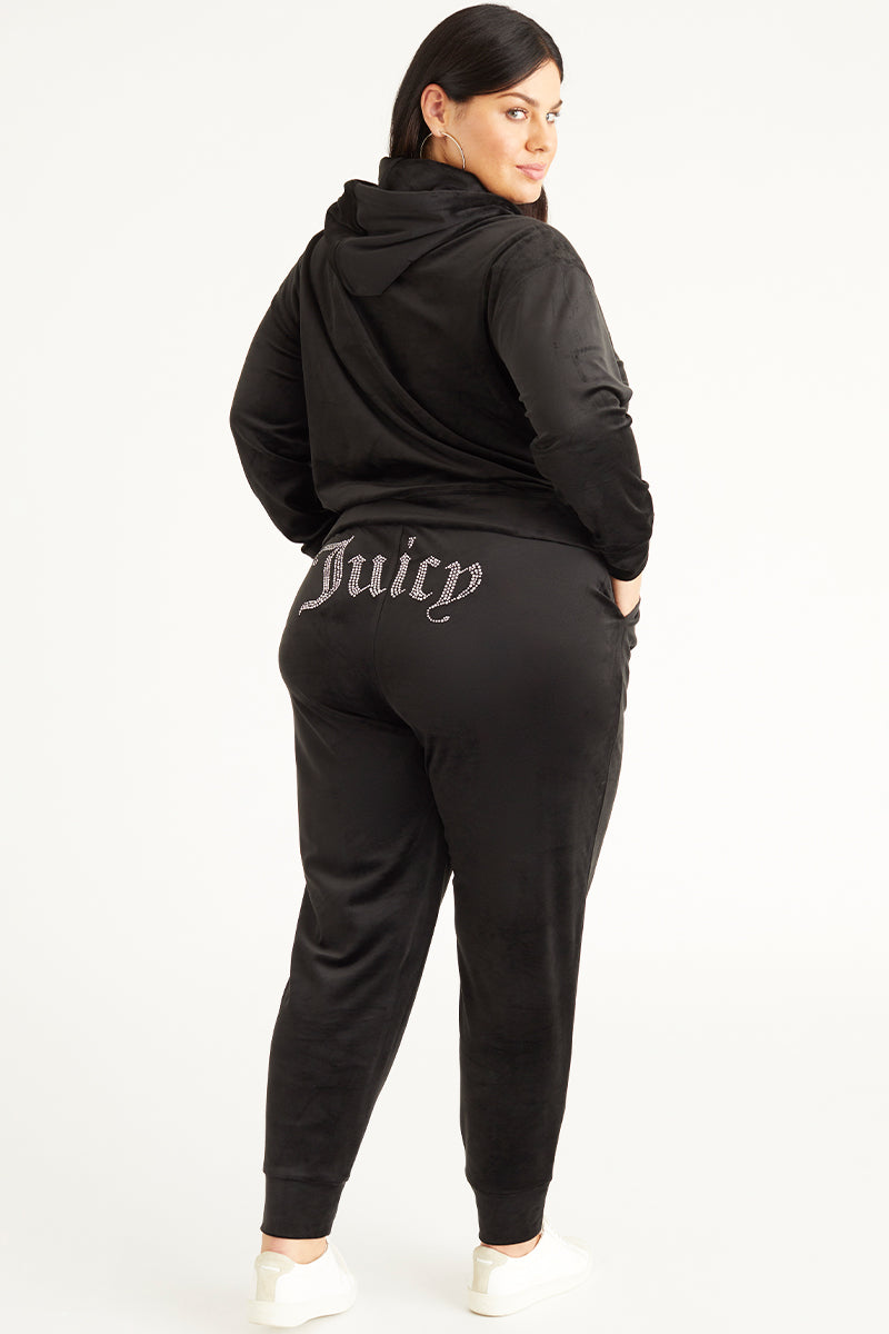 Juicy Couture Plus-Size Big Bling Velour Jogger παντελονι jogger γυναικεια Liquorice | CPGJ-97281