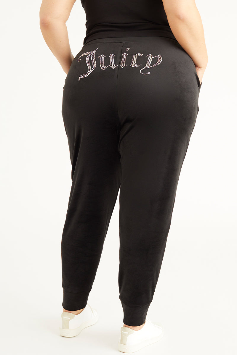 Juicy Couture Plus-Size Big Bling Velour Jogger παντελονι jogger γυναικεια Liquorice | CPGJ-97281