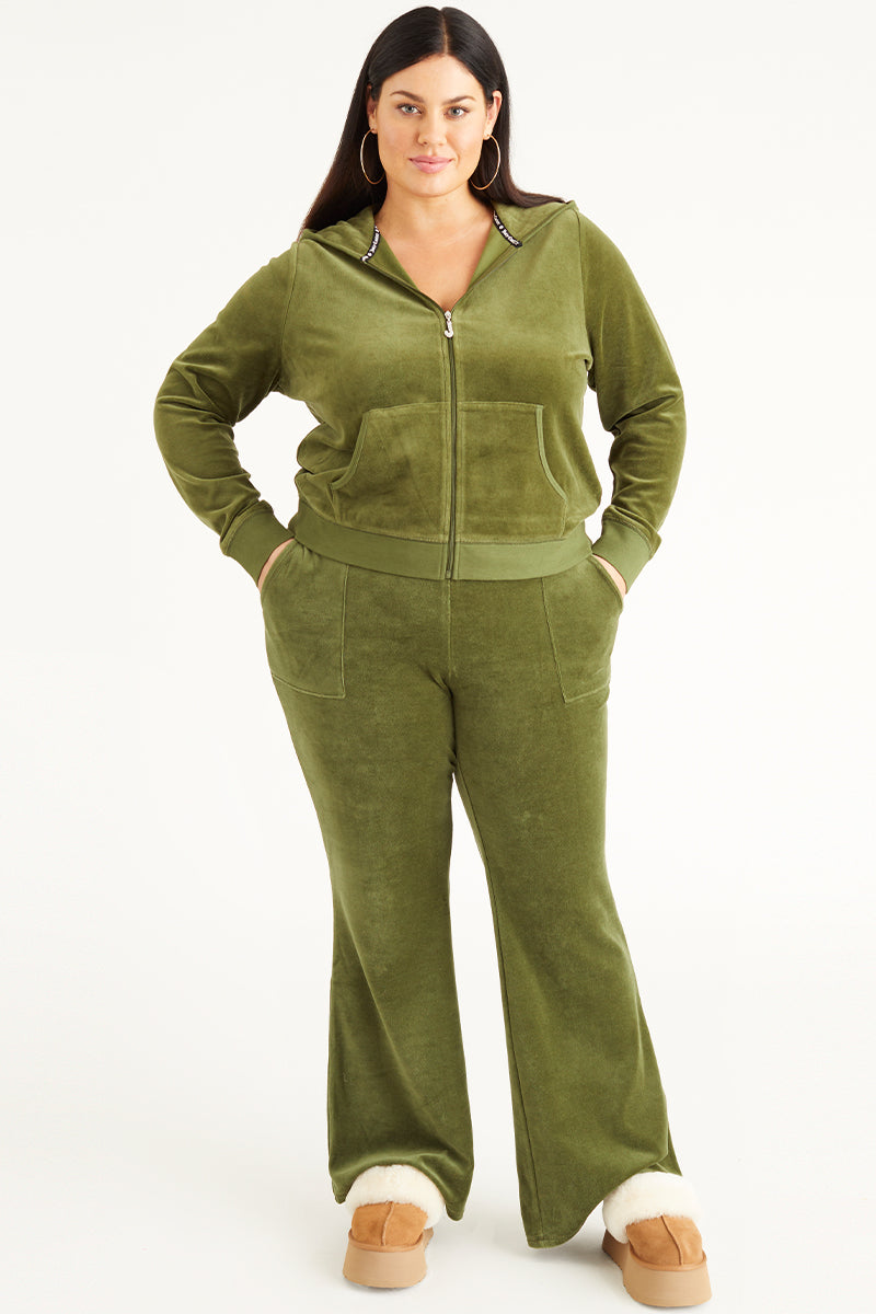 Juicy Couture Plus-Size Hollywood Snap Pocket βαμβακερα Velour παντελονι φορμας γυναικεια Super Greens | LXBH-05193