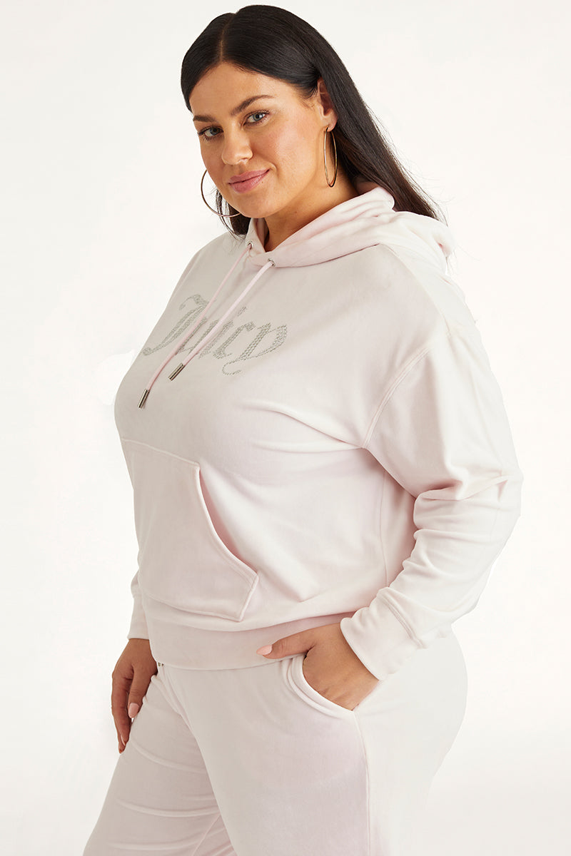 Juicy Couture Plus-Size Oversized Bling Big Velour Φουτερ με Κουκουλα γυναικεια Soft Glow | GEZD-54032