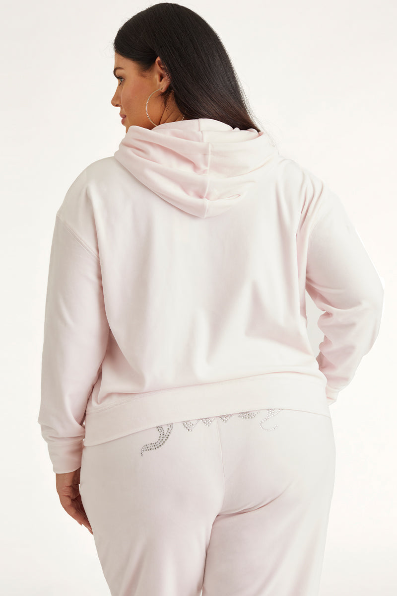 Juicy Couture Plus-Size Oversized Bling Big Velour Φουτερ με Κουκουλα γυναικεια Soft Glow | GEZD-54032