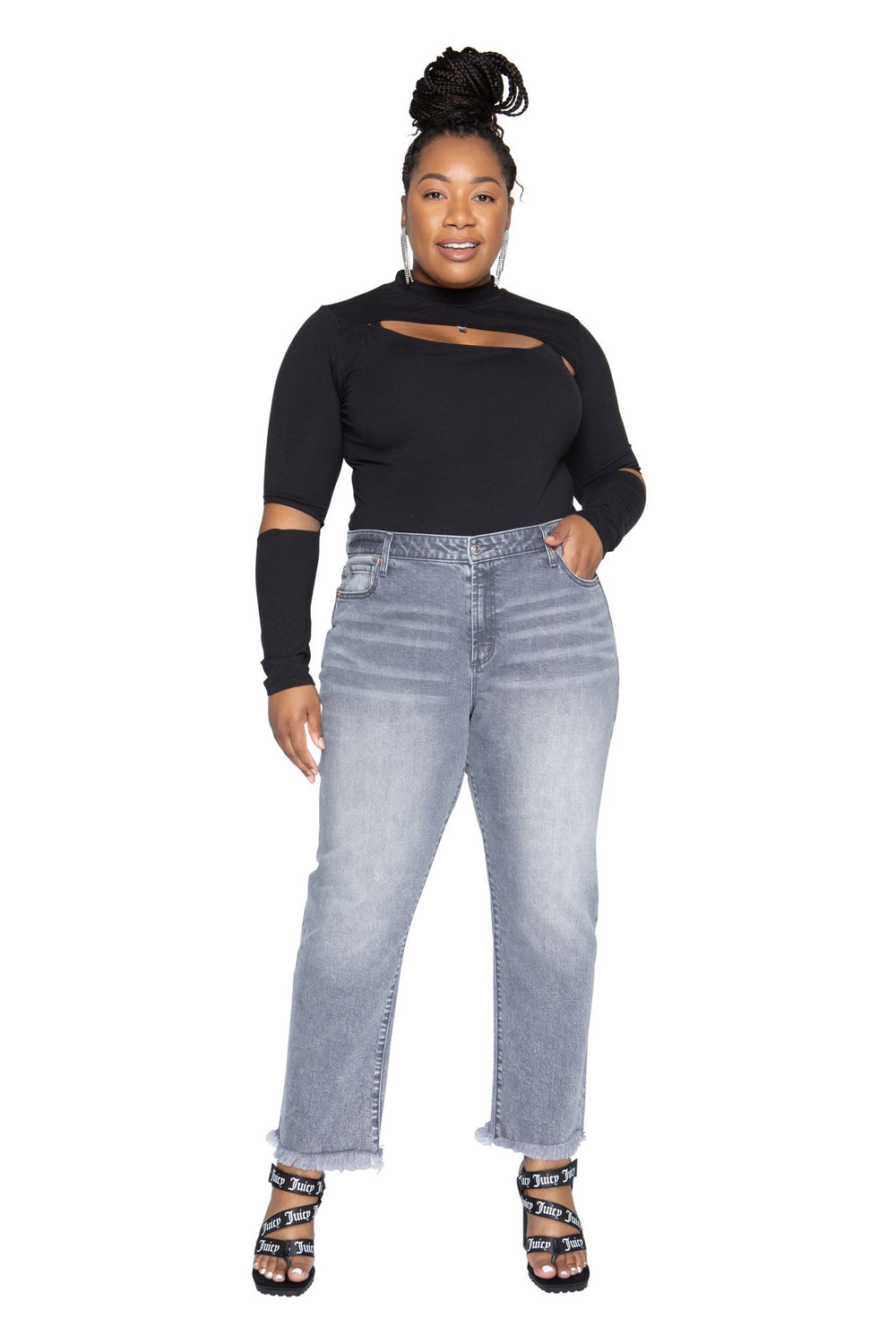 Juicy Couture Plus-Size Venice Ευθεία Leg Τζιν γυναικεια γκρι | UDAG-45109