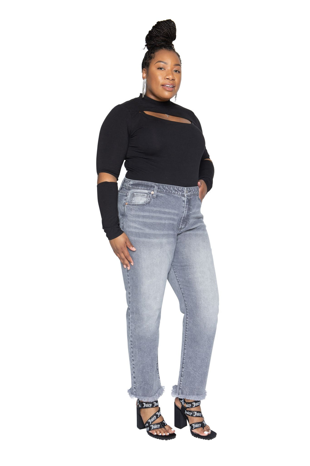 Juicy Couture Plus-Size Venice Ευθεία Leg Τζιν γυναικεια γκρι | UDAG-45109