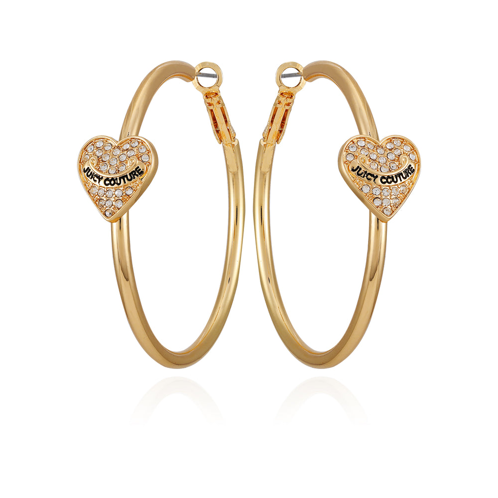 Juicy Couture Thin Bling Heart Hoop Σκουλαρικια γυναικεια χρυσο χρωμα | DJVO-97013