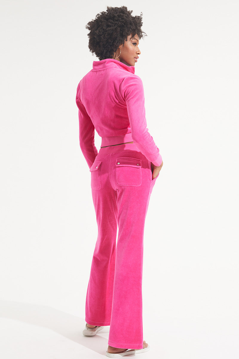 Juicy Couture βαμβακερα Velour Snap Pocket with Side Bling παντελονι φορμας γυναικεια Pucker Up | GIJX-62498